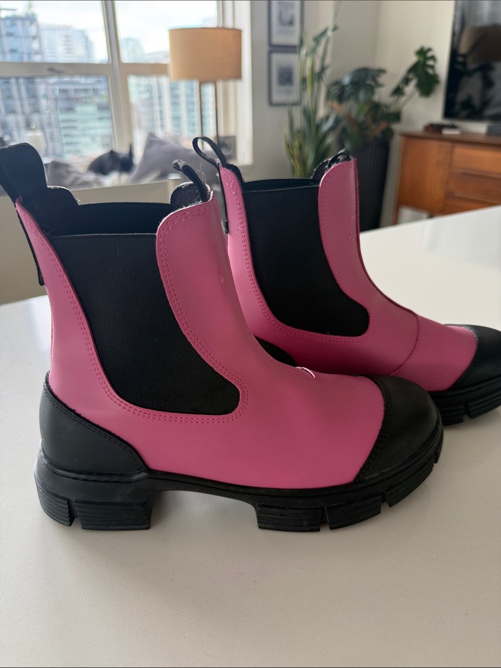 Ganni Pink and Black Chelsea Combat Booties
Retailed for $245. Never worn